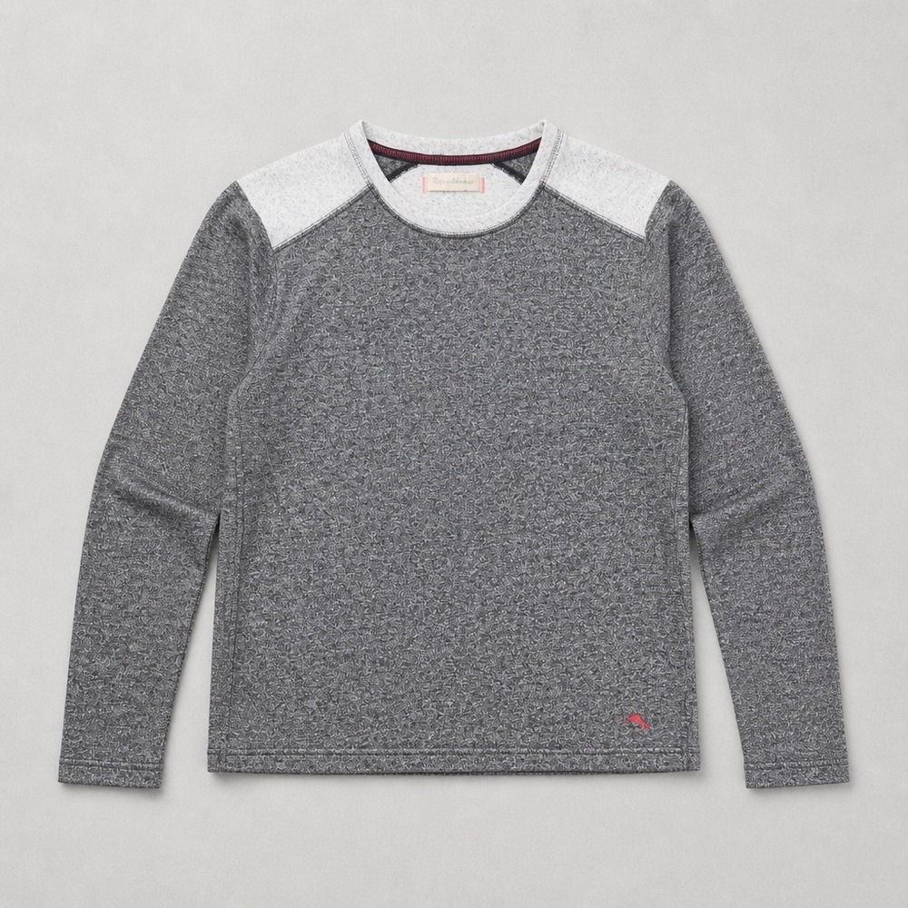 Tommy Bahama Mens Large Gray Heathered Long Sleeve Crew Neck Pullover Sweater